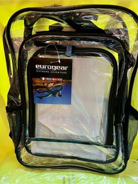 Eurogear Extreme Adventure Clear PVC Backpack with black Trim n Multiple pockets